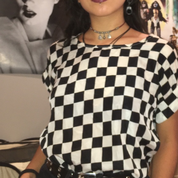 Retro checkered silk shirt - Picture 3 of 3